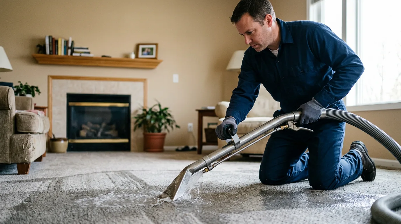 Water damage restoration technician working near Hillsboro, OH